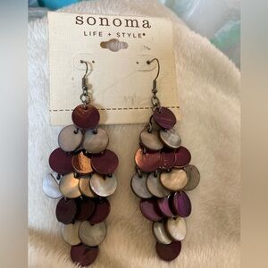 Sonoma‎ Shades of Purple Shells Chandelier Dangle Earrings new